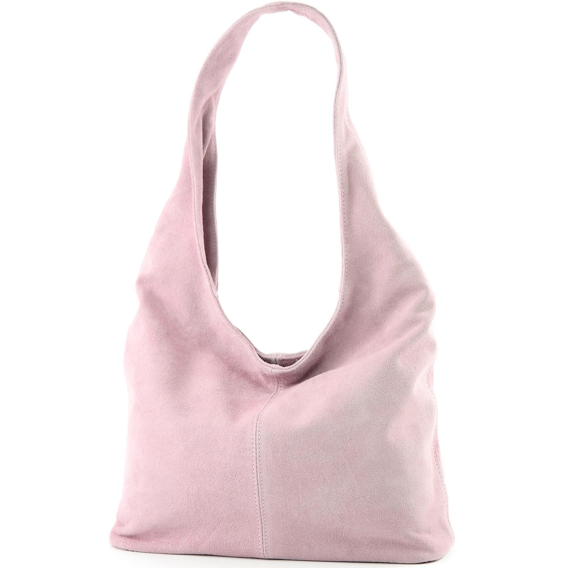 2330 T150 Shoulder Bag Large Suede Handmade In Italy Pink Beige